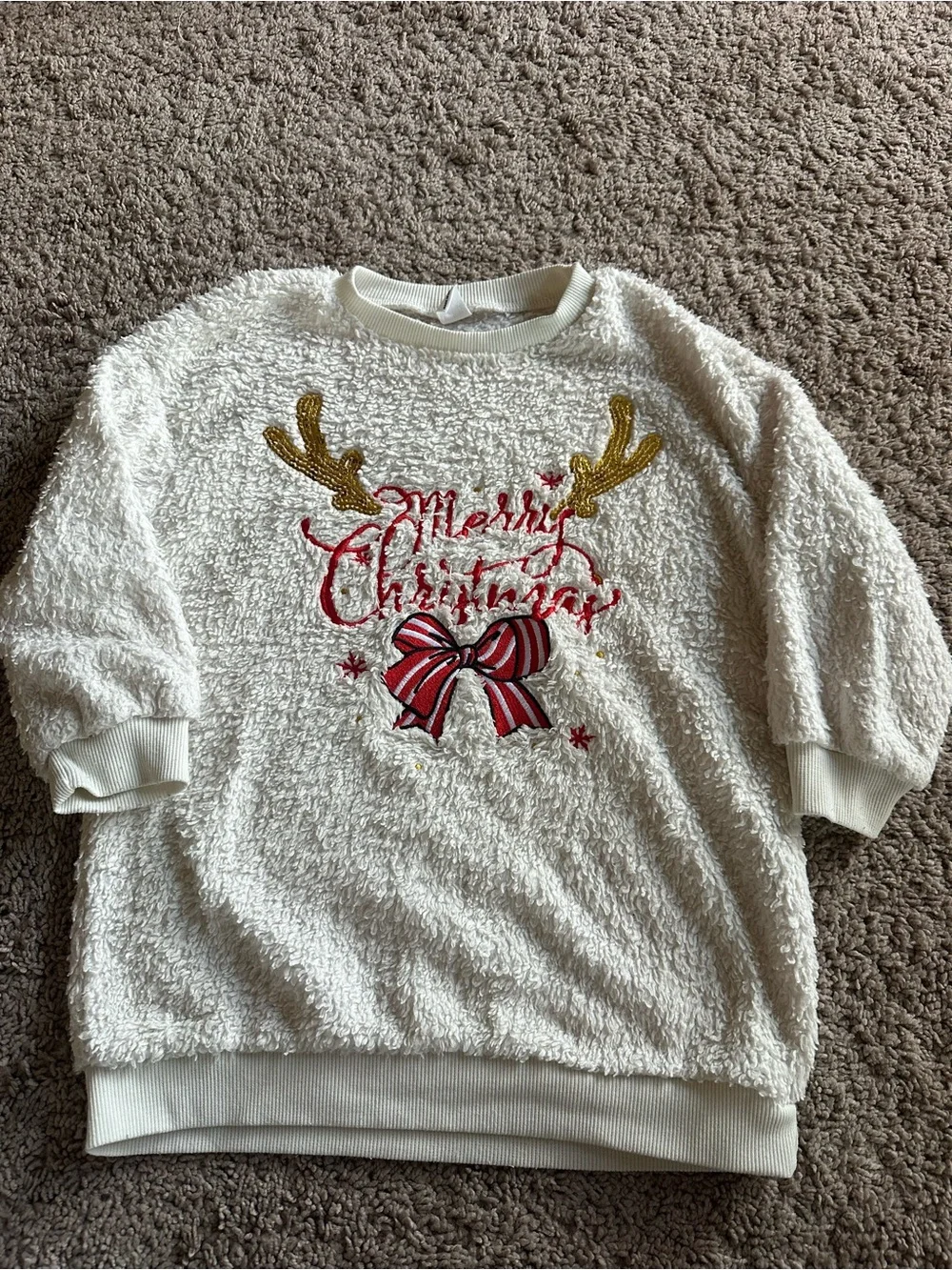 Kids Merry Christmas Fleece Set - White & Red
